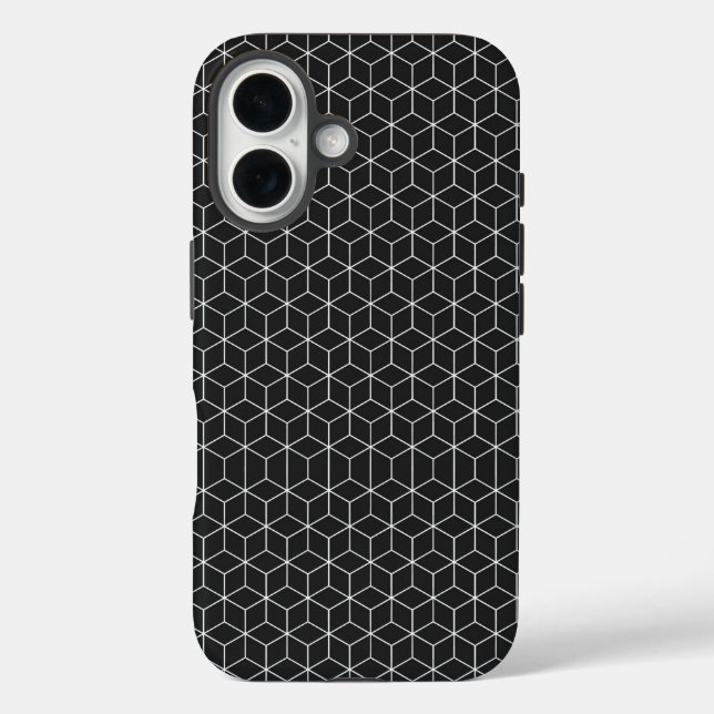  Black and White Geometric Cube Pattern Case-Mate iPhone Case (Back)