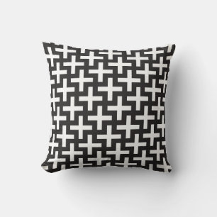 Black and White Geometric Cushion