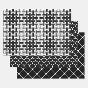 Black and White Geometric Designs Wrapping Paper Sheet