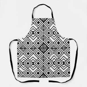 Black and White Geometric Diamond Pattern    Apron