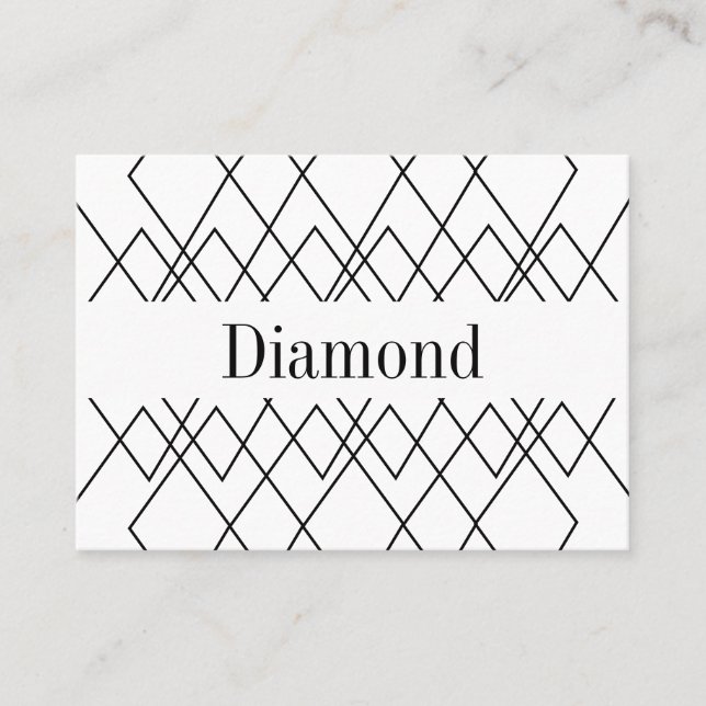 Black and White Geometric Diamond Pattern Business Card (Front)