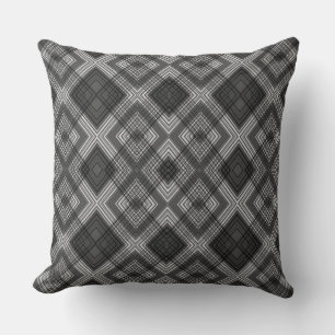 Black and white geometric diamond pattern cushion