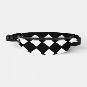 Black and White Geometric Diamond Pattern Modern Bum Bags