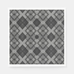 Black and white geometric diamond pattern napkin