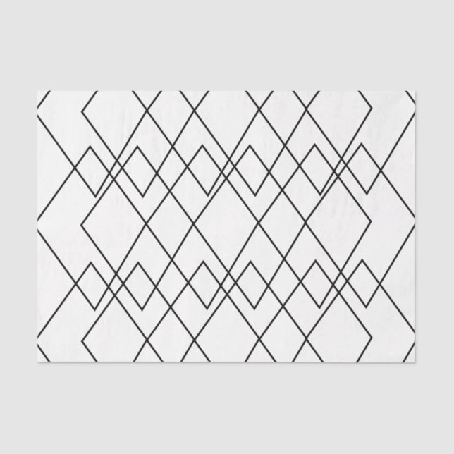 Black and White Geometric Diamond Pattern  Tissue Paper (Front)