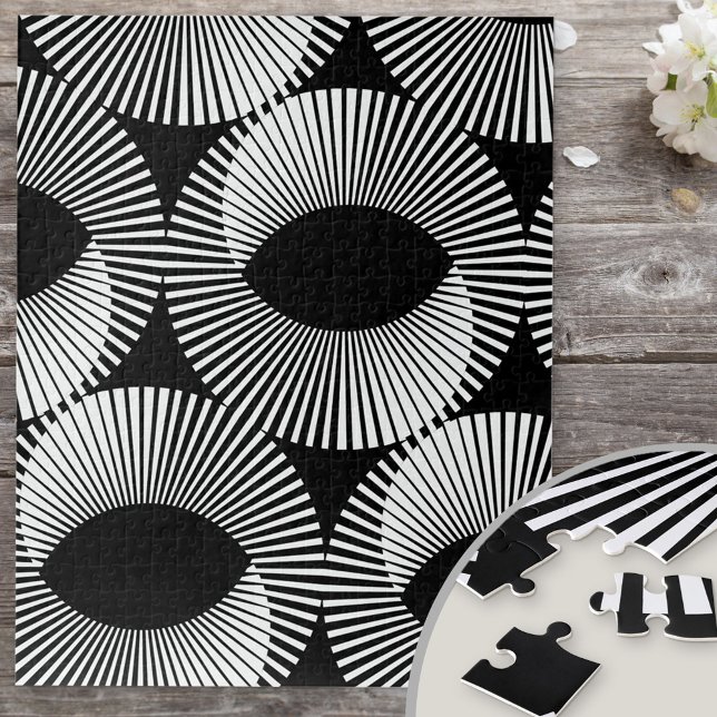 Black and White Geometric Domino Illusion Jigsaw Puzzle (Creator Uploaded)