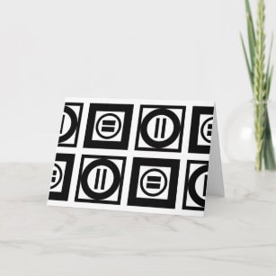 Black and White Geometric Equal Sign Pattern Card