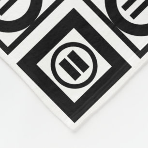 Black and White Geometric Equal Sign Pattern Fleece Blanket