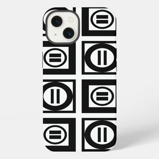 Black and White Geometric Equal Sign Pattern iPhone Case (Back)
