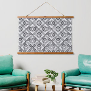 Black and white geometric ethnic ornament hanging tapestry