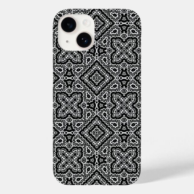  black and white geometric ethnic pattern ornament Case-Mate iPhone case (Back)