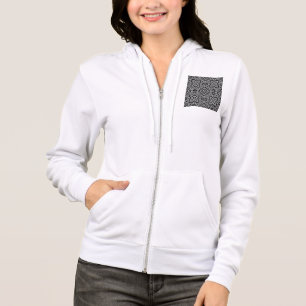 black and white geometric ethnic pattern ornament hoodie