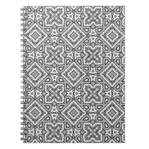  black and white geometric ethnic pattern ornament notebook