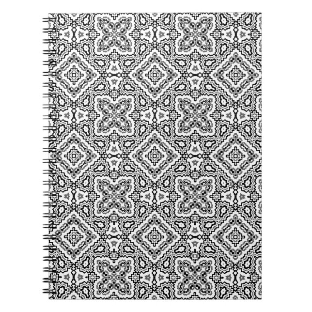  black and white geometric ethnic pattern ornament notebook (Front)