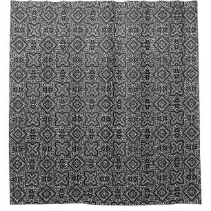 black and white geometric ethnic pattern ornament shower curtain