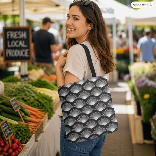 Black and White Geometric Fan Sunburst Repeating Tote Bag