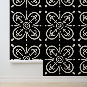 Black And White Geometric Fleur Du Lys Wallpaper