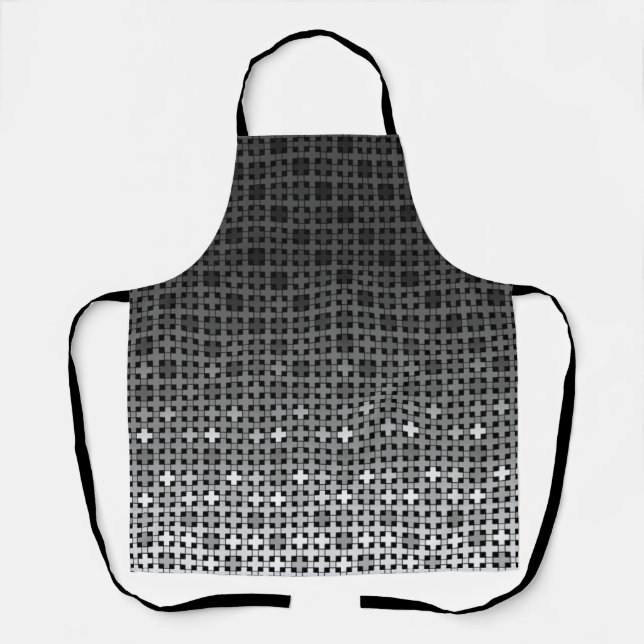 Black and white geometric gradient pattern  apron (Front)