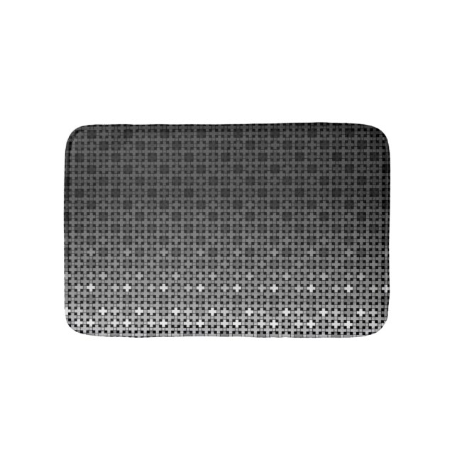 Black and white geometric gradient pattern  bath mat (Front)