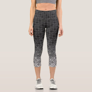 Black and white geometric gradient pattern  capri leggings