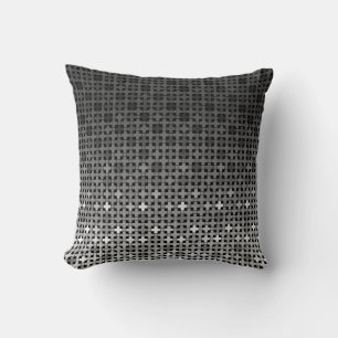 Black and white geometric gradient pattern cushion
