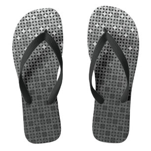 Black and white geometric gradient pattern flip flops