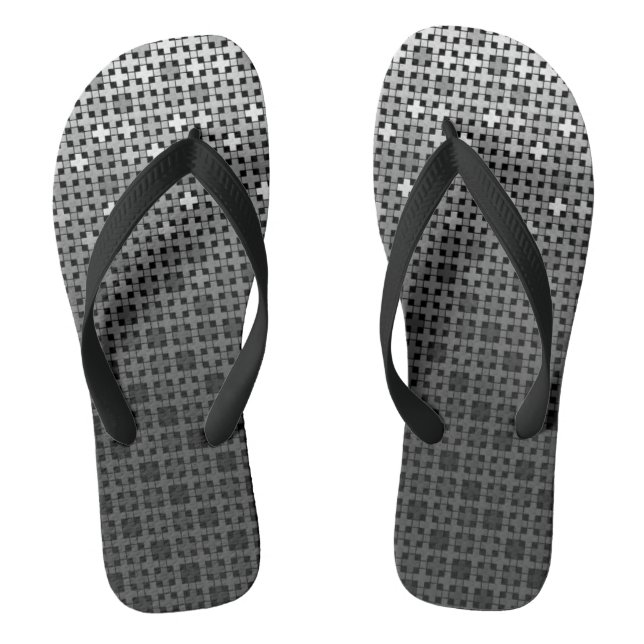 Black and white geometric gradient pattern  flip flops (Footbed)