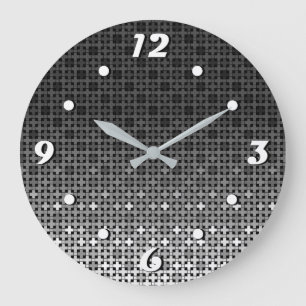 Black and white geometric gradient pattern large clock