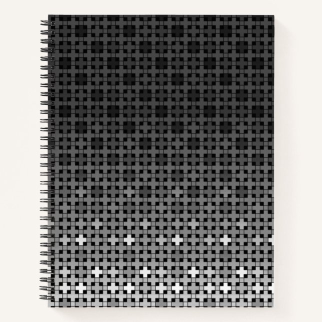 Black and white geometric gradient pattern  notebook (Front)