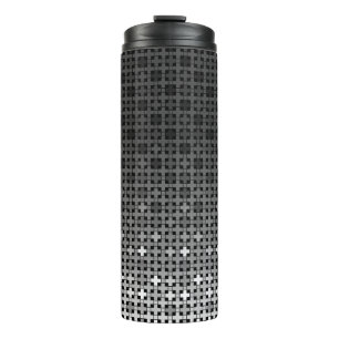 Black and white geometric gradient pattern thermal tumbler
