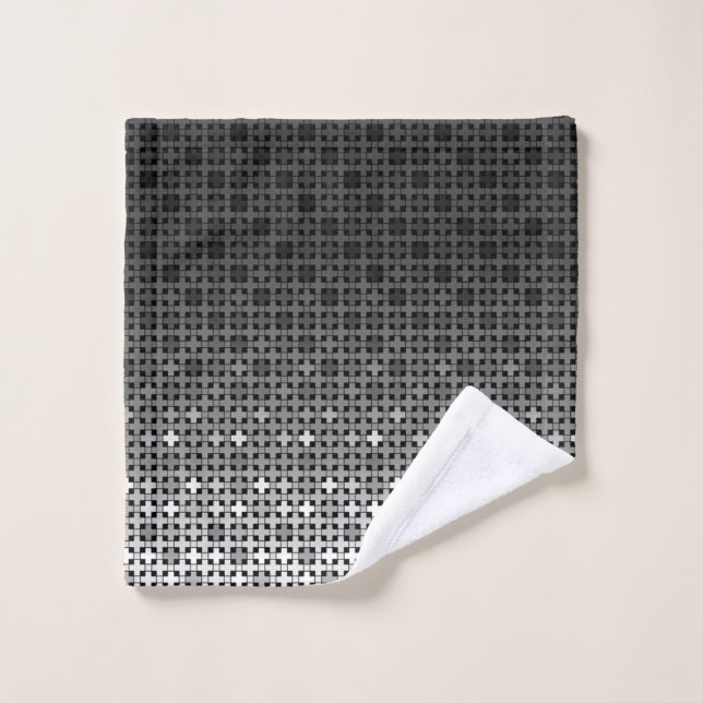 Black and white geometric gradient pattern  wash cloth (Wash Cloth)