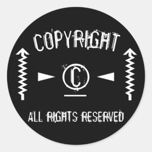 Black and White Geometric Grunge Copyright Symbol Classic Round Sticker