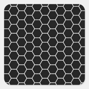Black and White Geometric Hexagon Pattern Square Sticker