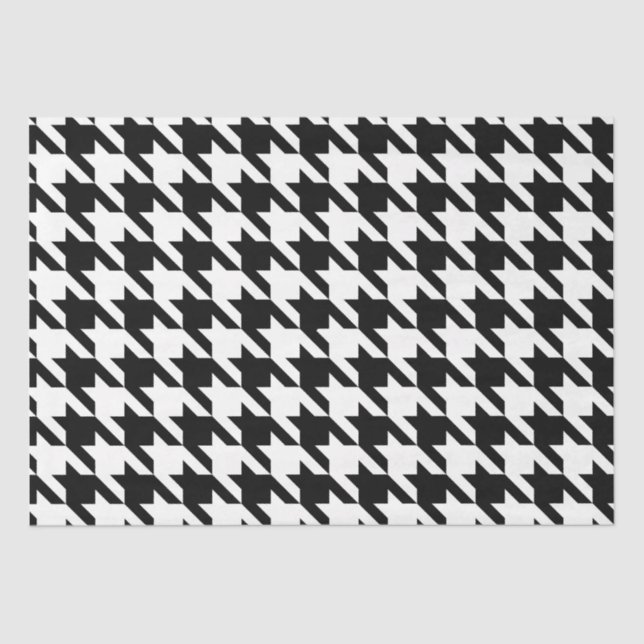 Black and White Geometric Houndstooth Decoupage Tissue Paper (Front)