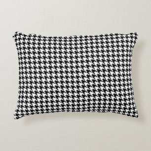 Black and White Geometric Houndstooth Pattern Decorative Cushion