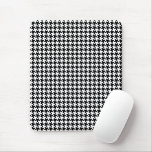 Black and White Geometric Houndstooth Pattern Mouse Mat