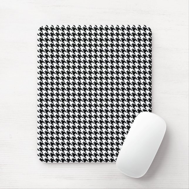 Black and White Geometric Houndstooth Pattern Mouse Mat (With Mouse)