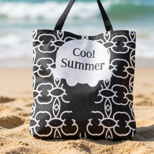 Black And White Geometric Ice Cream Cone Tote Bag