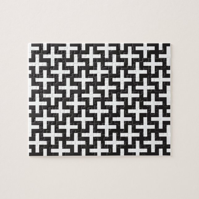 Black and White Geometric Jigsaw Puzzle (Horizontal)