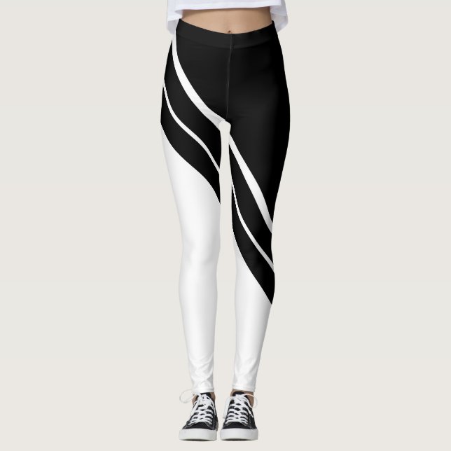 Black and White Geometric Leggings (Front)