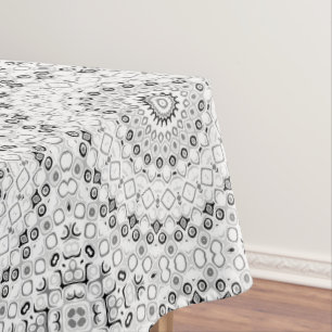 Black and White Geometric Mandala Pattern Tablecloth