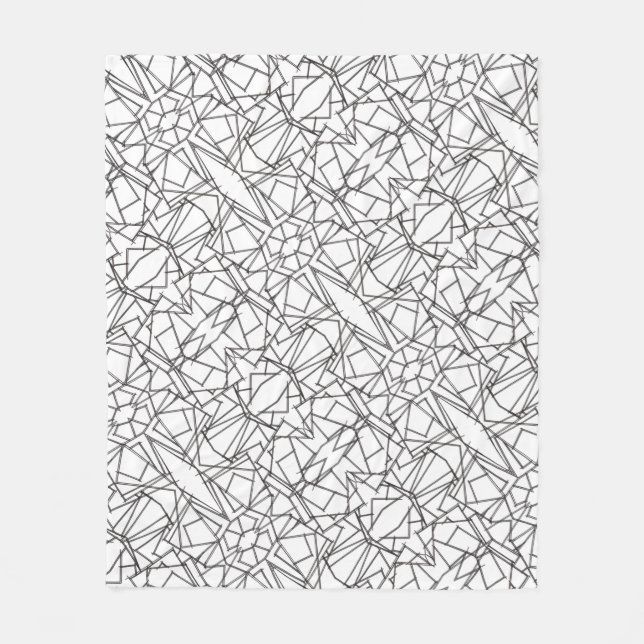 Black And White Geometric-Modern Minimalist Fleece Blanket (Front)