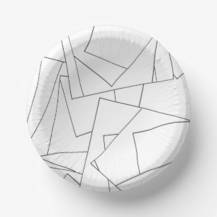Black And White Geometric-Modern Minimalist Paper Plate