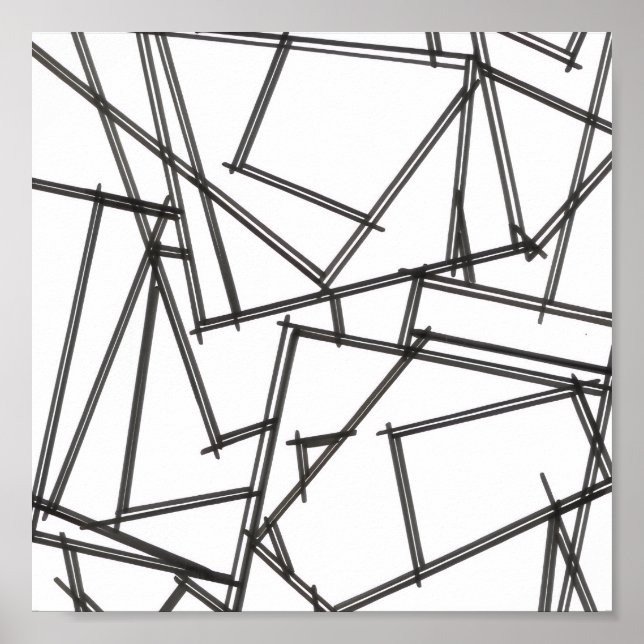 Black And White Geometric-Modern Minimalist  Poster (Front)