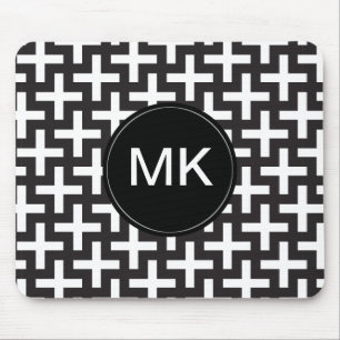 Black and White Geometric Mouse Mat