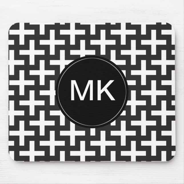 Black and White Geometric Mouse Mat (Front)