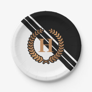 Black and White Geometric Paper Plate