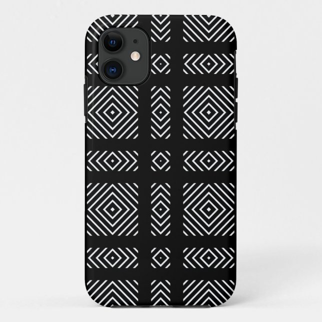Black and white geometric pattern Ama Case-Mate iPhone Case (Back)