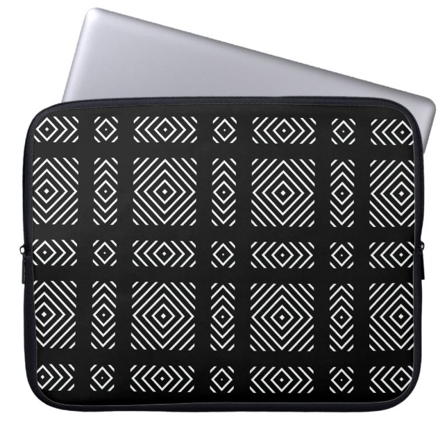 Black and white geometric pattern Ama Laptop Sleeve (Front)