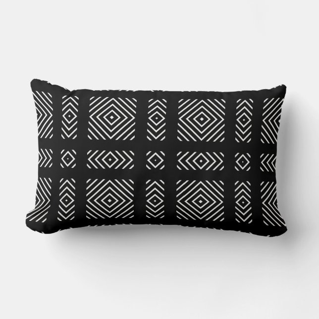 Black and white geometric pattern Ama Lumbar Cushion (Front)